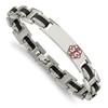 Black Bow Jewelry Men's Stainless Steel Black Rubber 8 Inch Medical I.D. Bracelet - 3 of 4