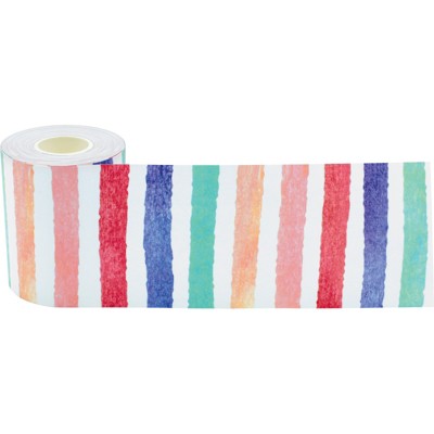 Teacher Created Resources Watercolor Stripes Straight Rolled Border Trim, 50 Feet (Pack of 6)