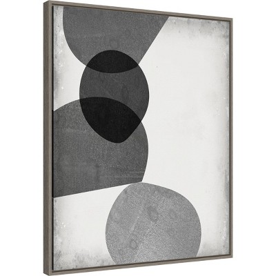 Gray Abstract Shapes II Framed Canvas Wall Art