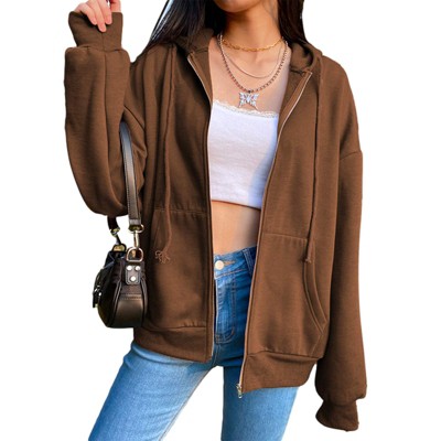 Women Hooded Long Sleeve SweatShirts Fleece Zip Up Jackets