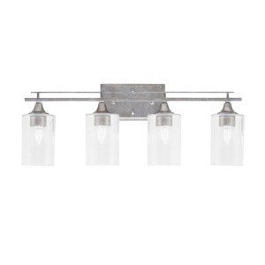 Toltec Lighting Uptowne 4 - Light Vanity in  Aged Silver with 4" Clear Bubble Shade - 1 of 1