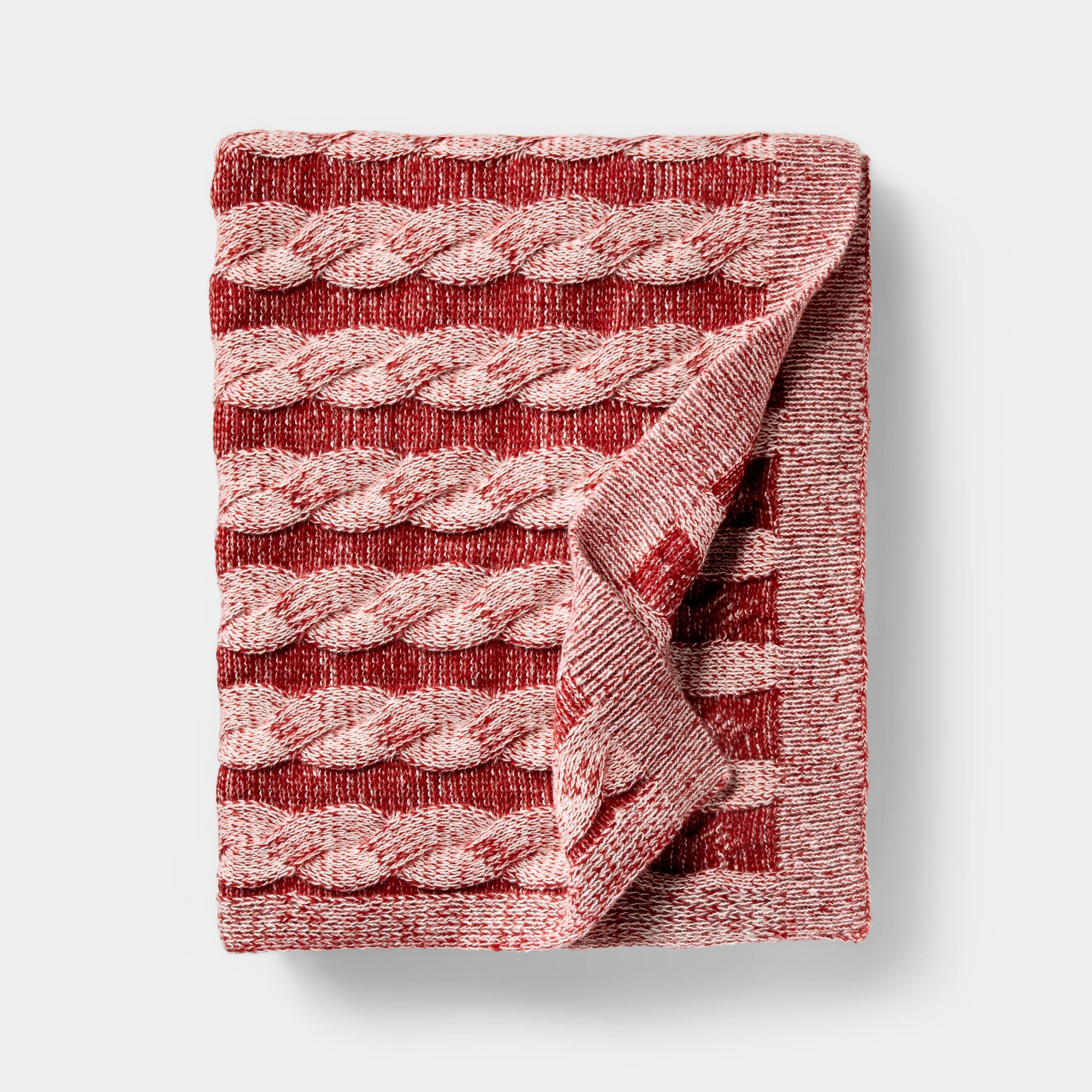 50"x60" Twisted Cable Throw Blanket Burgundy and Cream - Threshold™ designed with Studio McGee