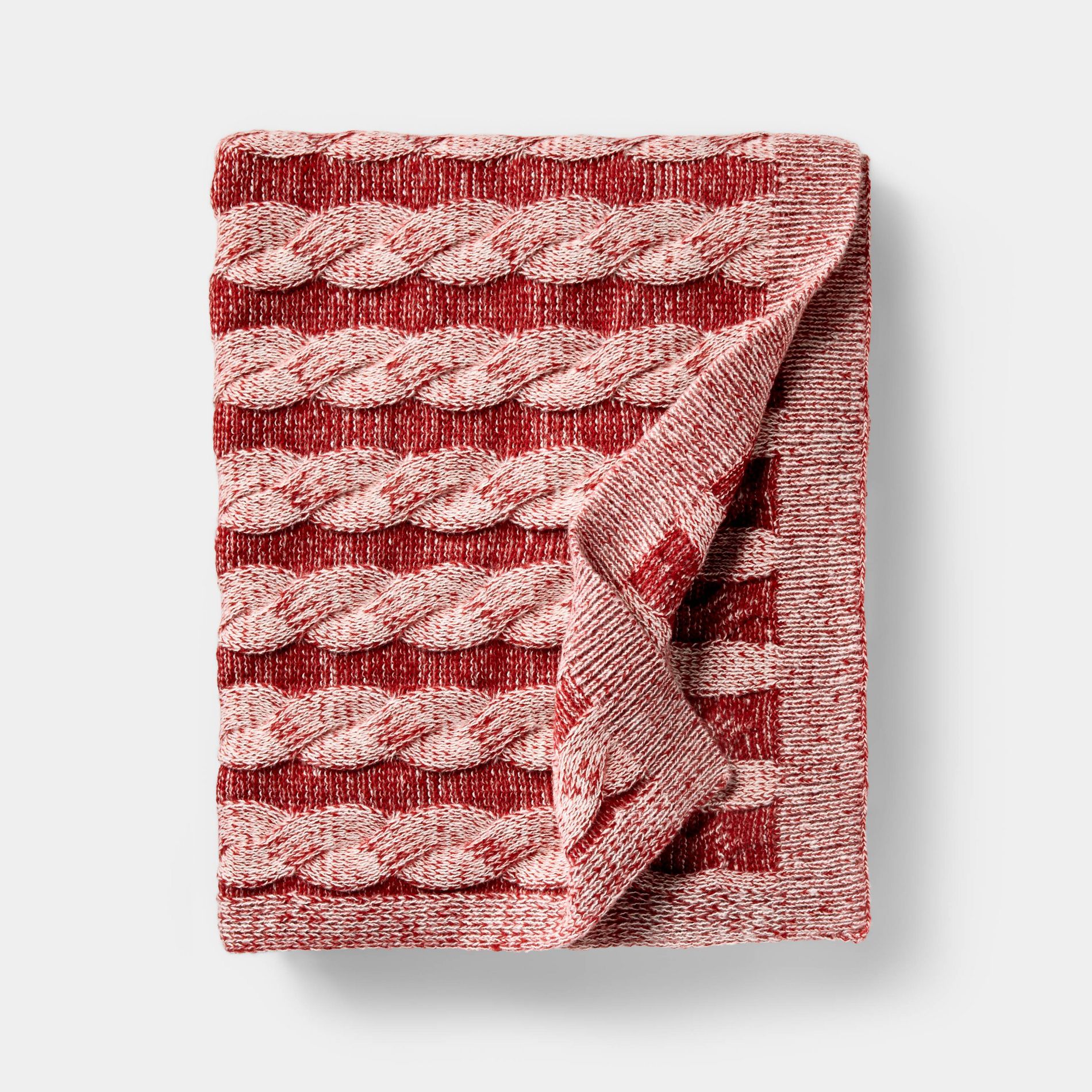 50"x60" Twisted Cable Throw Blanket Burgundy and Cream  - Threshold™ designed with Studio McGee