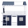 PAGED Twin Size Wood House Loft and Bunk Bed with Elegant Windows, Sills and Tent, Blue and White - 4 of 4