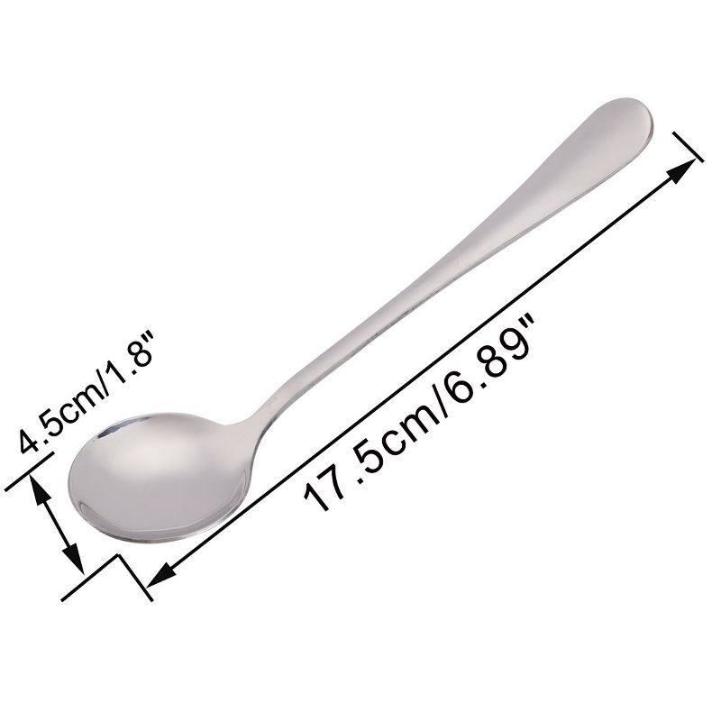 Unique Bargains Stainless Steel Tableware Straight Handle 7" Long Soup Spoons Silver Tone 5 Pcs, 2 of 8
