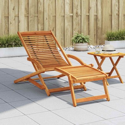 vidaXL Deck Chair Light brown Acacia wood Standard Foldable Deck Chair
