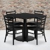 Flash Furniture 36'' Square Black Laminate Table Set with Round Base and 4 Ladder Back Metal Chairs - Black Vinyl Seat - 2 of 2