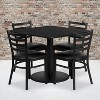 Flash Furniture 36'' Square Black Laminate Table Set with Round Base and 4 Ladder Back Metal Chairs - Black Vinyl Seat - image 2 of 2