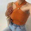Womens Criss Cross Halter Sweater Vest Tops Summer Sleeveless Pullover Casual Lightweight V Neck Knit Tank Top - 2 of 4