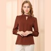 INSPIRE CHIC Women's Office Keyhole Elegant Stand Collar Long Sleeve Back Neck Button Blouse - 2 of 4