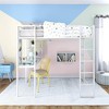 Full Adele Kids' Loft Bed Off White - Room & Joy: Metal Frame, Built-In Desk & Bookcase, Guard Rails, 2 Ladders - image 2 of 4