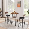 SKRAN Set of 3 Pub Table and Chairs Set, Round Counter Height Table and PU Bar Stools w/Storage Shelf for Breakfast Nook Small Bistro - 2 of 4