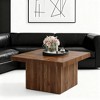 Gulches 31.5" Mid-Century Modern Square Coffee Table, Vintage Brown Wood Top with Half-Round Base, Sturdy Engineered Wood - 3 of 3