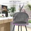 Tangkula Set of 4 Velvet Bar Stools Swivel Pub Height Dining Chairs w/ Metal Legs Gray - 3 of 4