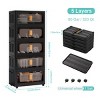 GlasFlength Decorative Storage Cabinets Accent Cabinet Folding Storage Cabinet Free standing Cabinet for Living Room, Black, 23.62"*13.78"*59.84" - 4 of 4