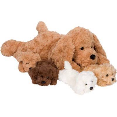 Pixiecrush Plush Stuffed Labradoodle Puppies Mommy Toy With 4