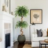 Ficus Artificial Tree with Curved Trunk，4 Feet Faux Plant Fake Silk Trees with White Pot, Faux Ficus Tree for Home Decor, Indoor Outdoor House - 3 of 4