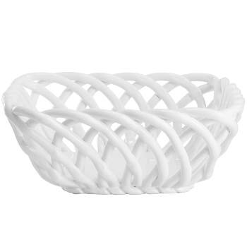 Meritage Modern Prestige 9 Inch Square Dolomite Basket Serving Bowl in White