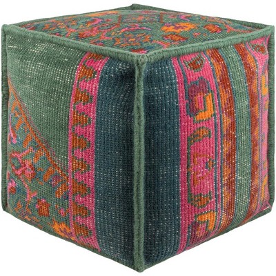 Livabliss Zahra 18"H x 18"W x 18"D Traditional Emerald Pouf