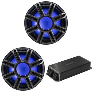 Kicker Marine KPX500.1 Powersports Amp & (2) 12" 4 Ohm Premium Marine Subwoofer (Charcoal Grill ) - 1 of 4