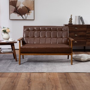 NicBex Couches for Living Room Modern Loveseat Sofa Upholstered Pu Leather 2-seat Couch with Wooden Leg for Apartment - 1 of 4