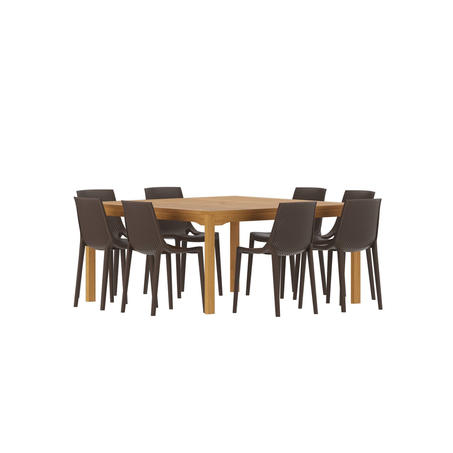 Amazonia Ipanema 9pc Square Outdoor Patio Dining Set Brown