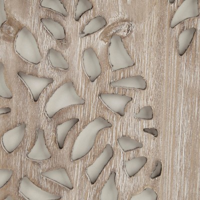 Natural Fir Wood Botanical Laser Cut Wall Panel Decor, 12x36
