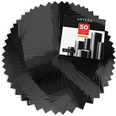 Arteza Self Adhesive Vinyl, Glossy Black, 12"x12" Sheets - 50 Pack (ARTZ-8313)