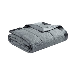 Gracie Mills Lucile Textured Oversized Down Alternative Blanket with Satin Trim - 1 of 4