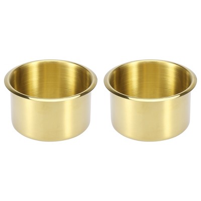 Unique Bargains Stainless Steel Cup Drink Holder Insert for Marine Boats RVs Gold Tone 2.17"x4.02" 2Pcs