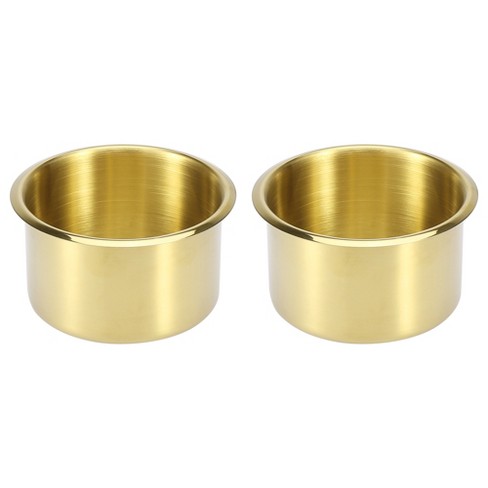 Unique Bargains Stainless Steel Cup Drink Holder Insert for Marine Boats  RVs Gold Tone 2.17x4.02 2Pcs