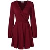 Womens Deep V Neck Mini Dress Long Sleeve Elastic Waist A Line Casual Wrap Midi Dress - 2 of 4