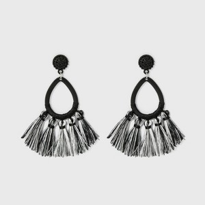 SUGARFIX by BaubleBar Tassel Fringe Hoop Earrings - Black/White, Women