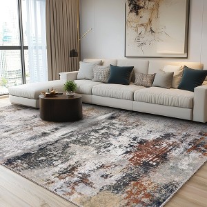 LOVEVOOK Living Room Rug Abstract Area Rugs Machine Washable Large Carpet Non-Slip Faux Wool Indoor Vintage Rugs for Bedroom, Dining Room - 1 of 4