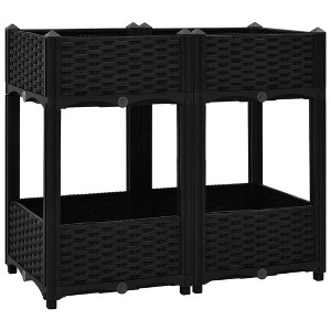 vidaXL Raised Bed Light Grey Polypropylene Medium Planters - Black 31.5" x 15.7" x 28" - 1 of 4