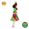 Santa Land Bree In Green & Red Candy Striped Short Skirt Ornament 6.50 Inch, Glass - Dames Of Candy Stripe Lane Ladies Shopper Italian Italy 23D1020 - 3 of 3