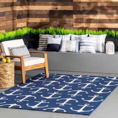 Nuloom Hand Hooked Despina Indoor/ Outdoor Area Rug, Square 6' x 6', Blue