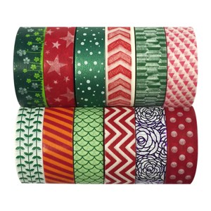 Wrapables Washi Tapes Decorative Masking Tapes, Set of 12 - 1 of 4