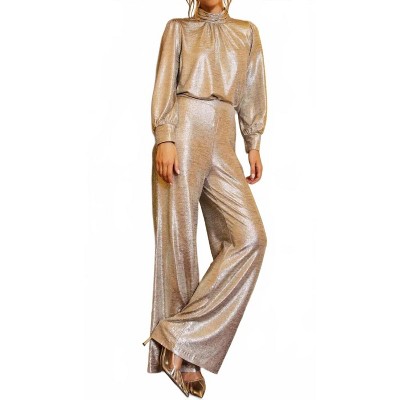 Women's Metallic Straight Leg Pants - SKIES ARE BLUE