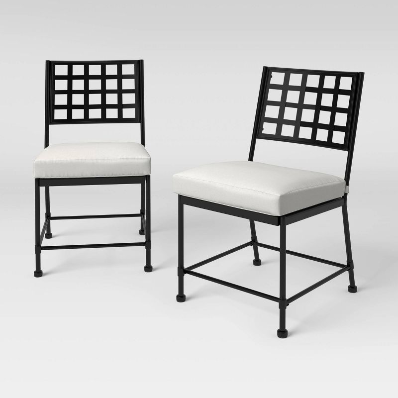 Midway 2pk Metal Cafe Patio Chairs - Black - Threshold&#8482; designed with Studio McGee, 1 of 11