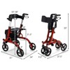 Gymax Aluminum Rollator Walker with Seat Folding Rolling Walker W/ Reversible Backrest Adjustable Wheelchair for Senior & Disabled People Red/Blue - 4 of 4