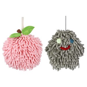 REGALWOVEN 2 Pcs Cute Comfortable Soft Absorbent Chenille Fuzzy Hand Towel - 1 of 4
