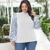Anna-Kaci Women's Plus Size Sparkle Sequin Sweatshirt Mock Neck Pullover Long Sleeve Glitter Party Tops - 2 of 4