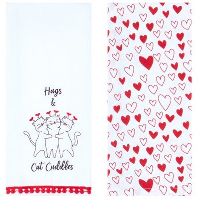 The Lakeside Collection Set of 2 Valentine's Day Embroidered Kitchen Towels