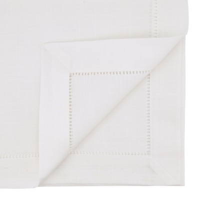 Ivory Hemstitched Polyester Table Runner, 16" x 90"