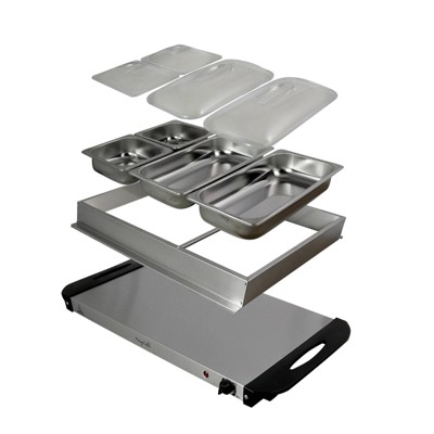 MegaChef Stainless Steel Buffet Server with 3 Sectional Trays