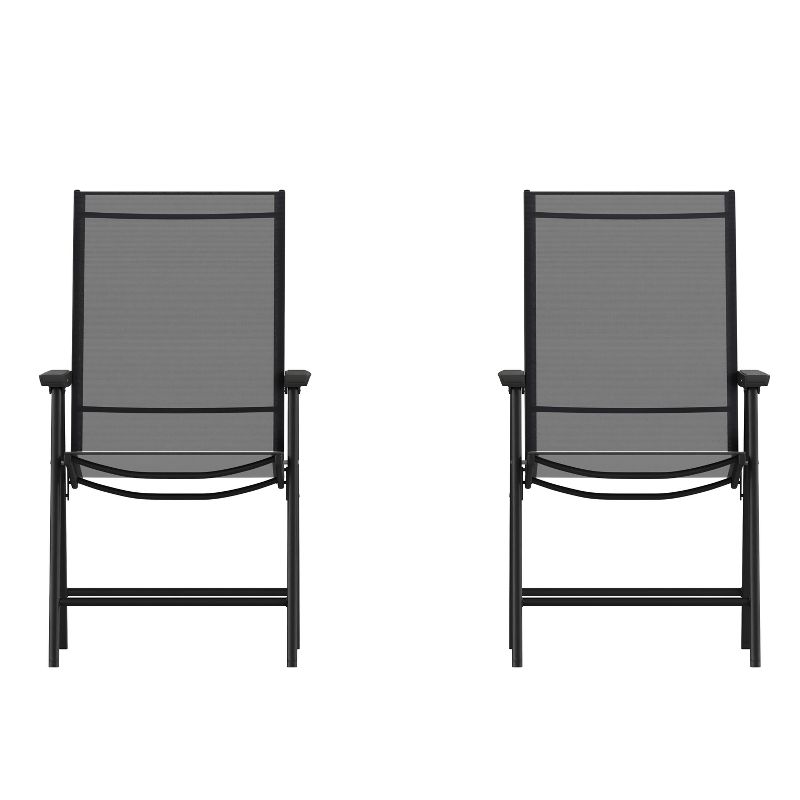 Emma and Oliver Outdoor Folding Patio Sling Chair / Portable Chair (2 Pack), 1 of 12