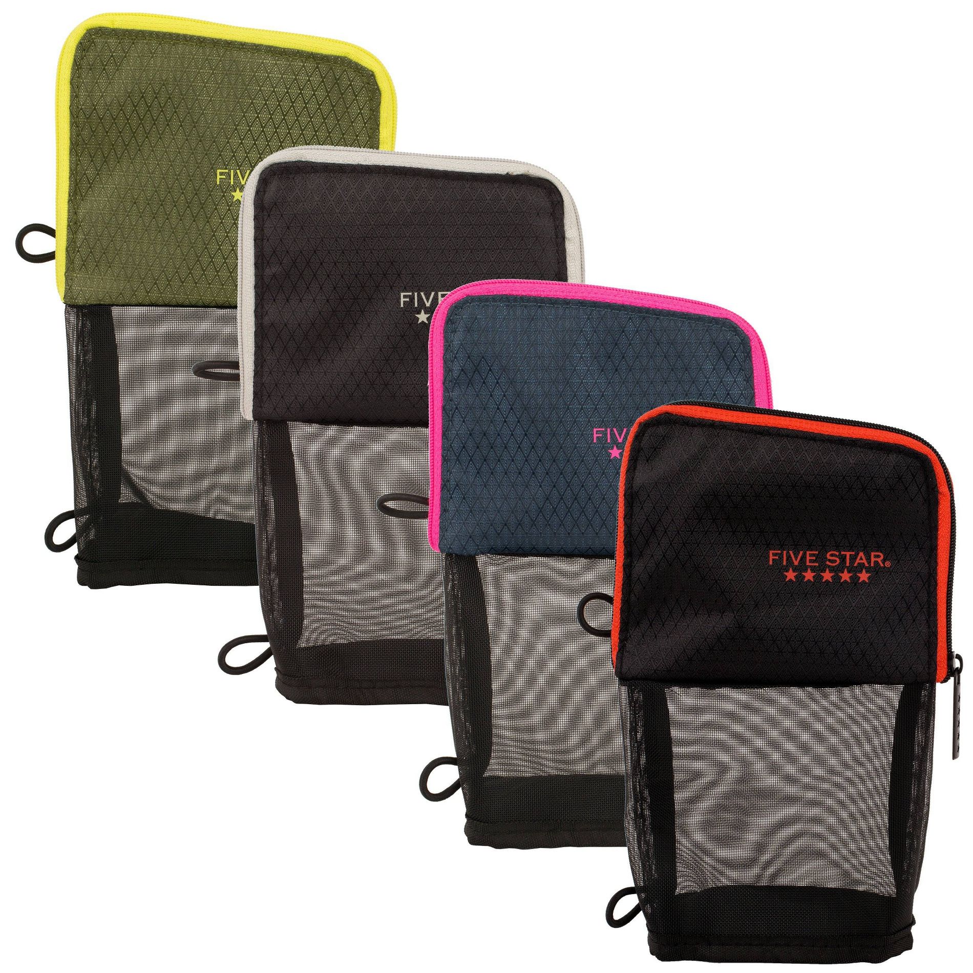 Mead Five Star Stand and Store Pencil Pouch (Colors May Vary): Zipper Closure, Multicolored, Polyester & Fabric, 8"x4.5"