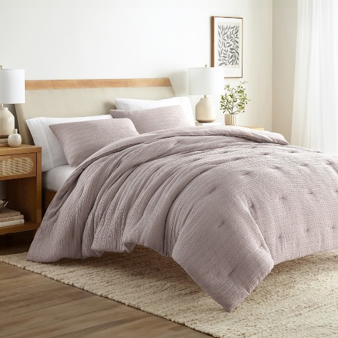 Waffle Textured Comforter Set All Season Down-alternative Ultra Soft ...