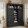 Modern Hall Tree Entryway Bench Storage Organizer Cabinet with 4 Doors, 5 Drawers and Adjustable Shelves, White/Black-ModernLuxe - 3 of 4